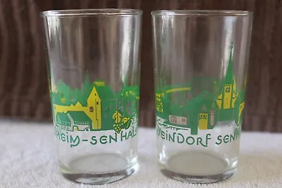 Vintage German Festival Wine Glass Set Of 2 - Weindorf - Senheim - Mosel Region • $14.96