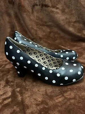 TUK Polkadot Heels Alternative Shoes UK 8 (US10) Vintage Look Pin Up 50s • £19.99