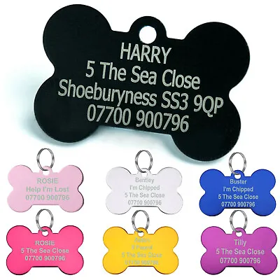 £2.99 • Buy Dog Tag Personalised Engraved ID Pet Tags Cat Identification Collar Name Tag