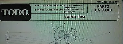 TORO 3-Unit Super-Pro Reel Lawn Mower Riding Tractor Parts Manual 03319 03325 • $83.21