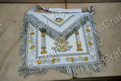 Masonic Regalia Past Master Sheep Apron All White Hand Embroidered • $75