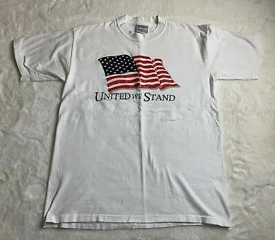 Vintage All Sport United We Stand White T Shirt Glittered Textured Single Stitch • $29.75