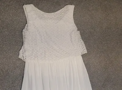 Womens White Maxi Dress Size 12 M/L • £12.99