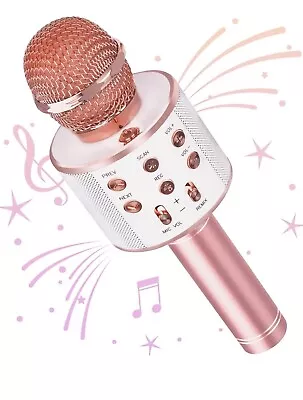 Microphone Wireless Portable Speaker Karaoke Bluetooth Portable Pink Party Kids • £6.99