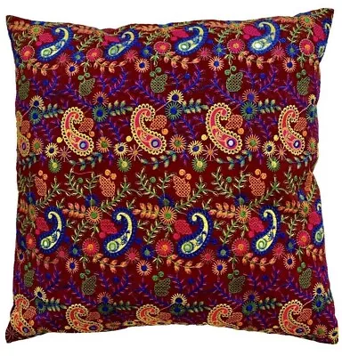 Indian Boho Mandala Cushion Covers Cotton Embroidery Boho 24  X 24  Zip Large • £7.99