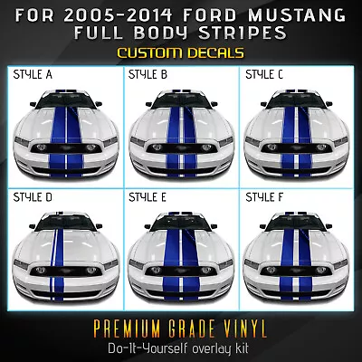 For 2005-2014 Mustang Full Body Rally Racing Stripes Graphic Decal Chrome Vinyl • $74.95