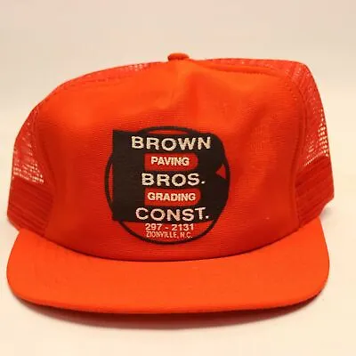 Brown Paving Grading Const. Orange Adjustable Trucker Cap Hat • $4.99
