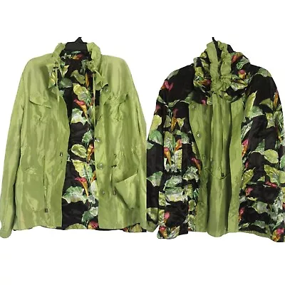 UBU Women's Jacket Green Button Style 1024 Long Sleeve Reversible Jacket X-Large • $64.99