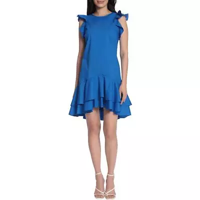 Maggy London Womens Blue Ruffled Layered Daytime Mini Dress 2 BHFO 8870 • $16.99