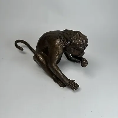 Adorable Vintage 6” Bronze Cast Wax Monkey Sculpture • $245