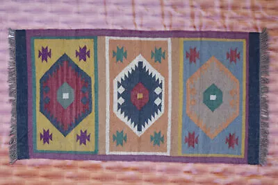 Hand Woven Decor Rug Small Kilim Rug Carpet Jute 3x5 Ft Kelim Afghan Rug • $161.49