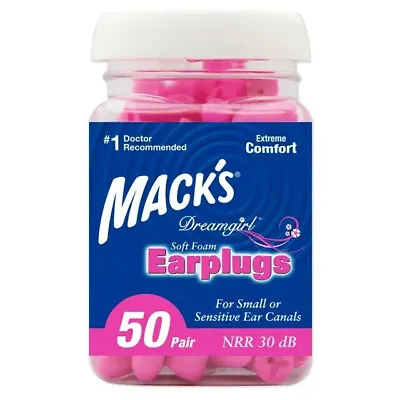 Mack's Dreamgirl Soft Foam Earplugs50 PairPink -Small Ear Plugs For Noise Less • $11.98