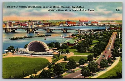 Hatch Memorial Band Shell Charles River Boston Massachusetts Vintage Postcard F6 • $2