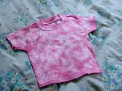 Lovely Pink Tie Dye T-Shirt 0-3M 0-3 Months Short Sleeves Cotton White Dyed Girl • £2.50