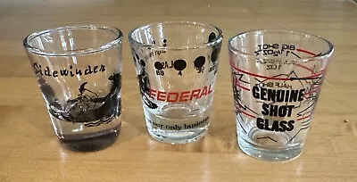 VINTAGE SHOT GLASS Lot Of 3 - FEDERAL AMMO Sidewinder Genuine Shot Gun Pistol • $20