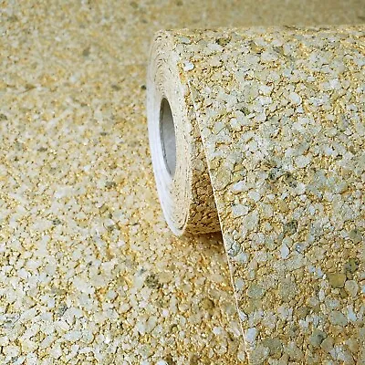 Modern Gold Metallic Big Chip Natural Real Mica Stone Wallpaper Plain Textured • $4.40