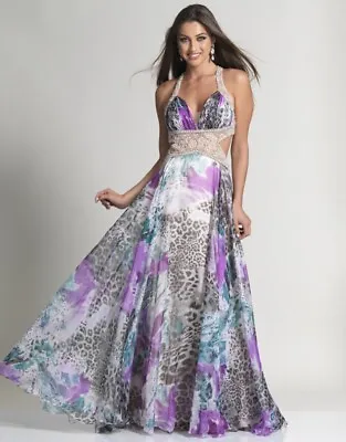 Dave And Johnny Chiffon Prom Gown Dress Cut Out Top 2565 Size 7/8 NWT • £91.60