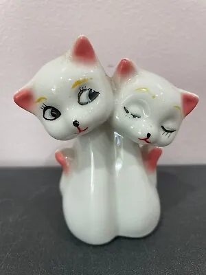 Siamese Cat BUD VASE White Pink CERAMIC Vintage 4  Planter FIGURINE • $34.99