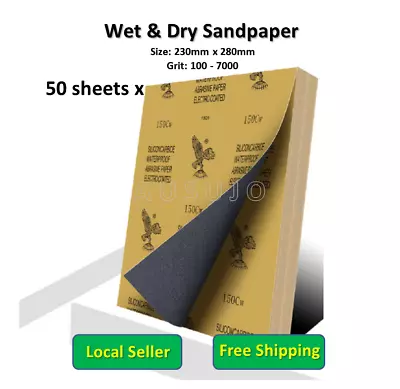 $40 • Buy 50 Sheets 230x280mm Sandpaper Sanding Sheets Sand Paper Abrasive Wet Dry