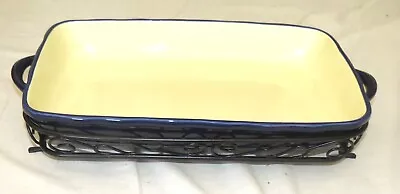 $8.49 • Buy Rick Bayless The Mexican Kitchen 15 X 9 Inch Dark Blue Casserole In Metal Holder