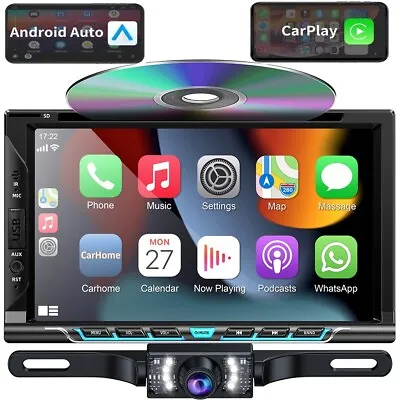 7  Double Din Car Stereo DVD Player Bluetooth For Apple Carplay & Android Auto • $112.79