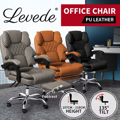 Levede Office Chair Gaming Recliner Executive Racing Computer Chairs PU Footrest • $189.99