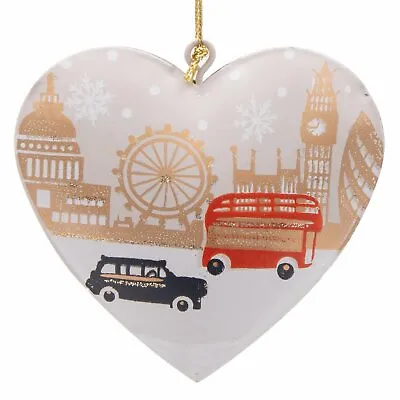 £6.99 • Buy Gisela Graham London Scene Tin Heart Hanging Christmas Tree Decoration Ornament