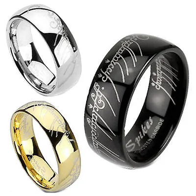 Lord Of The Rings Etched Tungsten Wedding Band Ring Traditional • £7.99