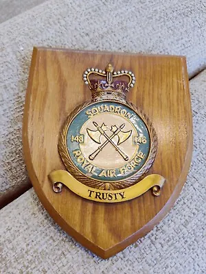 Vintage Wooden 148 Squadron Royal Air Force Plaque Shield Crest RAF • £20