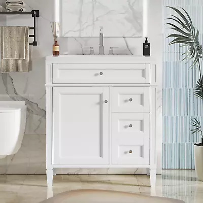 30  Bathroom Vanity W/ Top Sink Freestanding Storage Vanity Cabinet 2 Drawers • $298