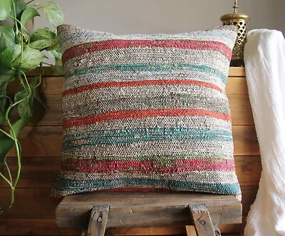 (50*50cm 20inch) Handwoven Kilim Cover Linen/wool/cotton Village Weave #3 • $49.95