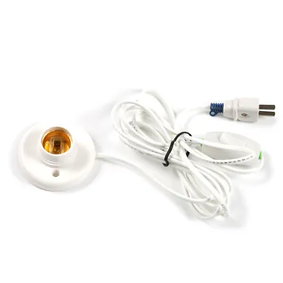 1pc White Hanging Light Cord E27 Light Bulb Socket To 2-Prong With On/Off Switch • $19