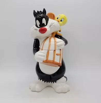 Vintage Sylvester And Tweety Bird Cookie Jar Looney Tunes Warner Brothers 1993 • $64.34