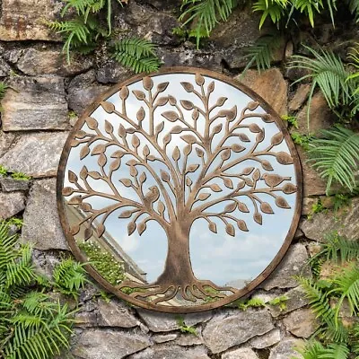 Garden Mirror Tree Silhouette Wall Panel Frame Round Decor Ornament Gift • £25