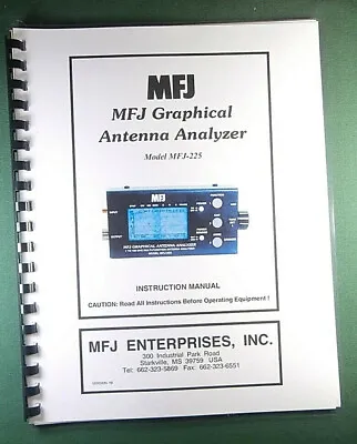 MFJ 225 Antenna Analyzer Instruction Manual: W/Clear Protective Covers! • $22.50