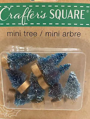 8 Miniature Mini Sisal Bottle Brush Christmas Trees Decor Village Snow Flock NIP • $10.99
