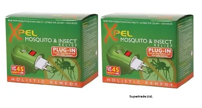 Xpel Mosquito & Insect Repellent 2pin Plug-In Diffuser Relief Solution 35ml X 2 • £8.53