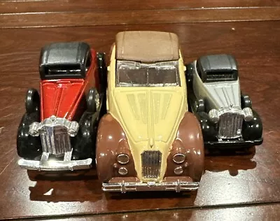 Lot Of 3 Vintage Pull Back Metal Toy Cars ~ Rolls Royce Packard ~ AS IS • $24.99