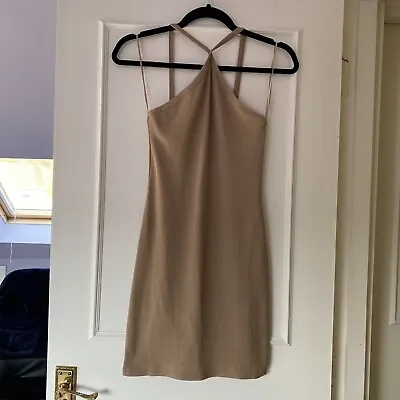 Beige Halter Neck Bodycon Dress (Size Medium) - Pull & Bear. Brand New! Tags! • £8