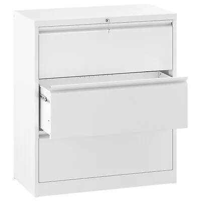 TAUS 3 Drawer Lateral File Cabinet W/Lock Metal Lateral Filing Cabinet For Legal • $229.79