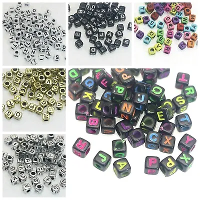 500 Assorted Alphabet Letter Acrylic Cube Beads 5mm Jewelry Kids Craft • $2.91