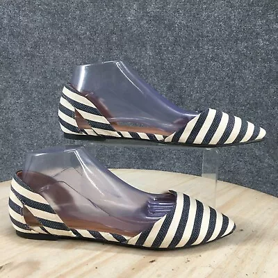 Merona Sandals Womens 10 Casual Slip On Striped Pointed Loafer Blue Fabric Flats • $19.54