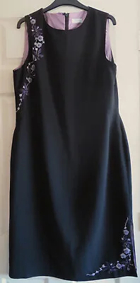 WORN ONCE J.Taylor (Debenhams) Black Embelished Lined Sleeveless Dress Size 16 • £19.99