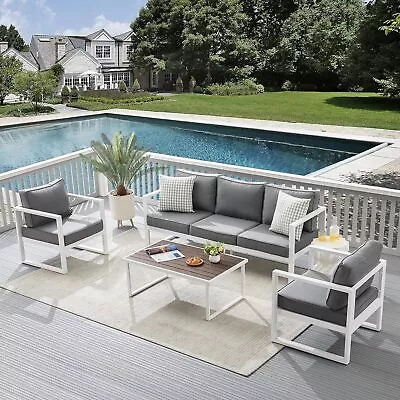 5PCS Outdoor Patio Furniture Sofa Set Aluminum Sectional Couches W/ Table • $1240