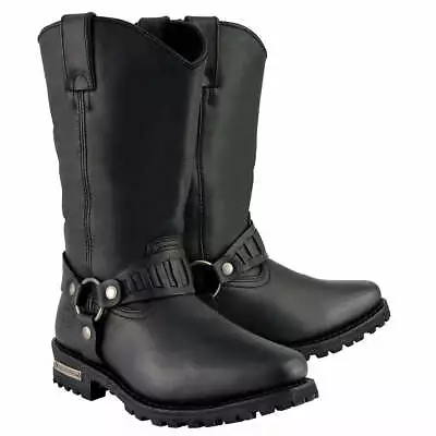 Milwaukee Leather 9015 Mens Black 11-Inch Western Style Harness Motorcycle Boots • $142.99