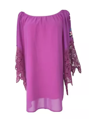 $20 • Buy VAVA By Joy Han USA Blouse Sz S Peasant Tunic Boho Festival Embroidery Fuchsia 