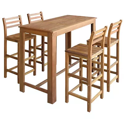 Bar Table  Chair Set 5 Pieces Solid Cacia Wood Z8G4 • $923.70