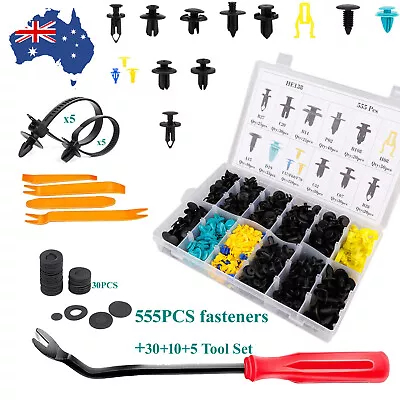 555 Pcs Plastic Car Rivets Trim Body Fender Panel Dash Moulding Clips Screw Kit • $26.86