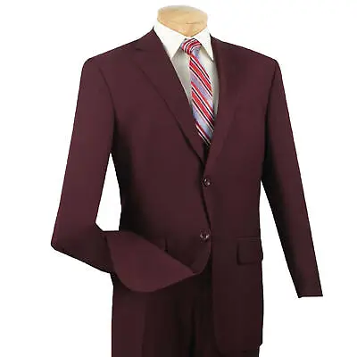 VINCI Men's Burgundy Textured Weave 2-Button Classic-Fit Suit - NEW • $100