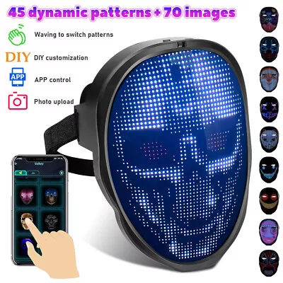 $29.99 • Buy LED Mask With Face Transforming APP Controlled & Programmable Digital LED Light